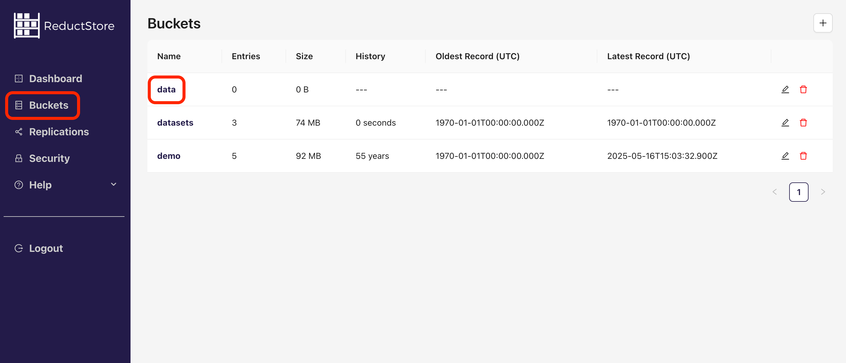 Browse buckets with Web Console