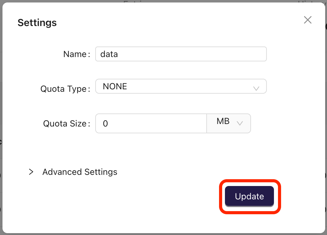 Change bucket settings with Web Console