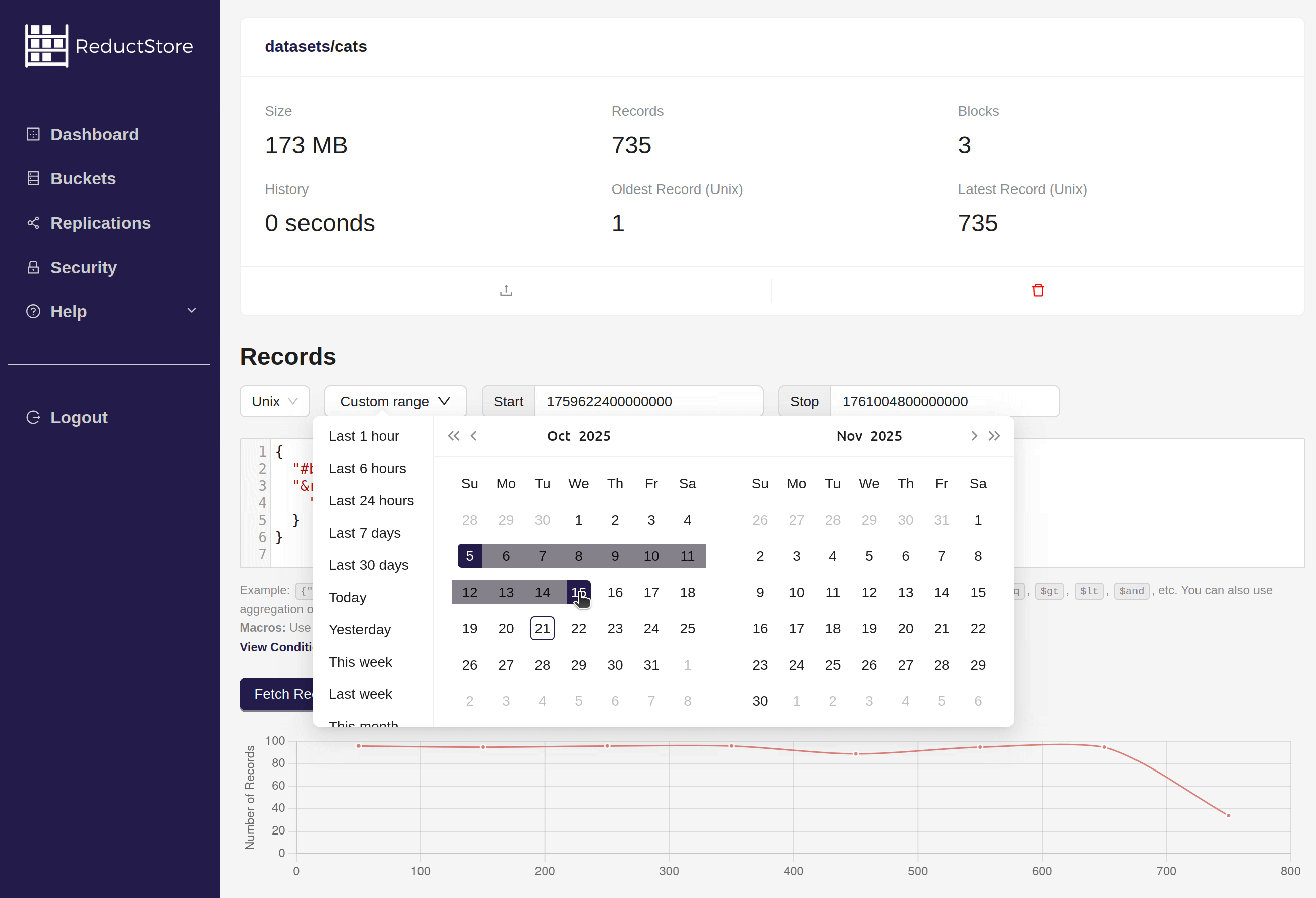 Time range in Web Console