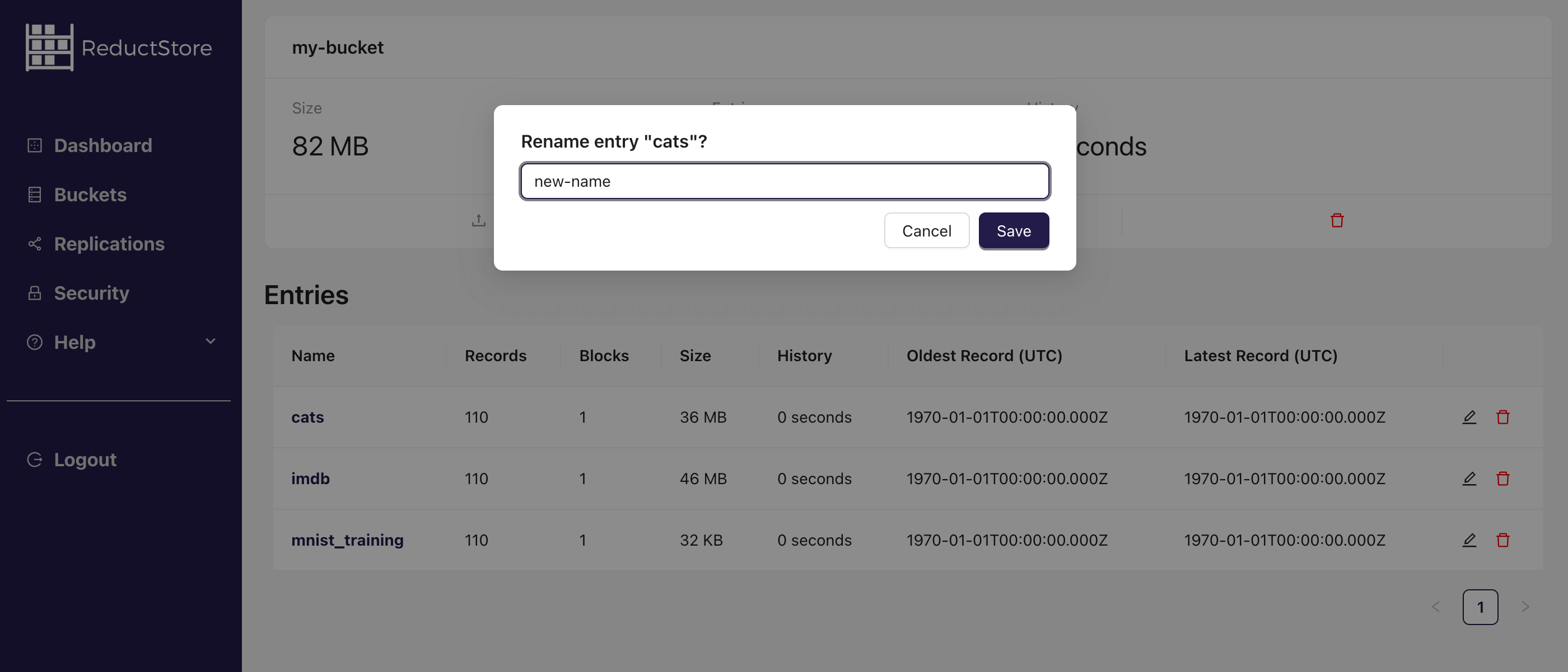 Save entry name with Web Console