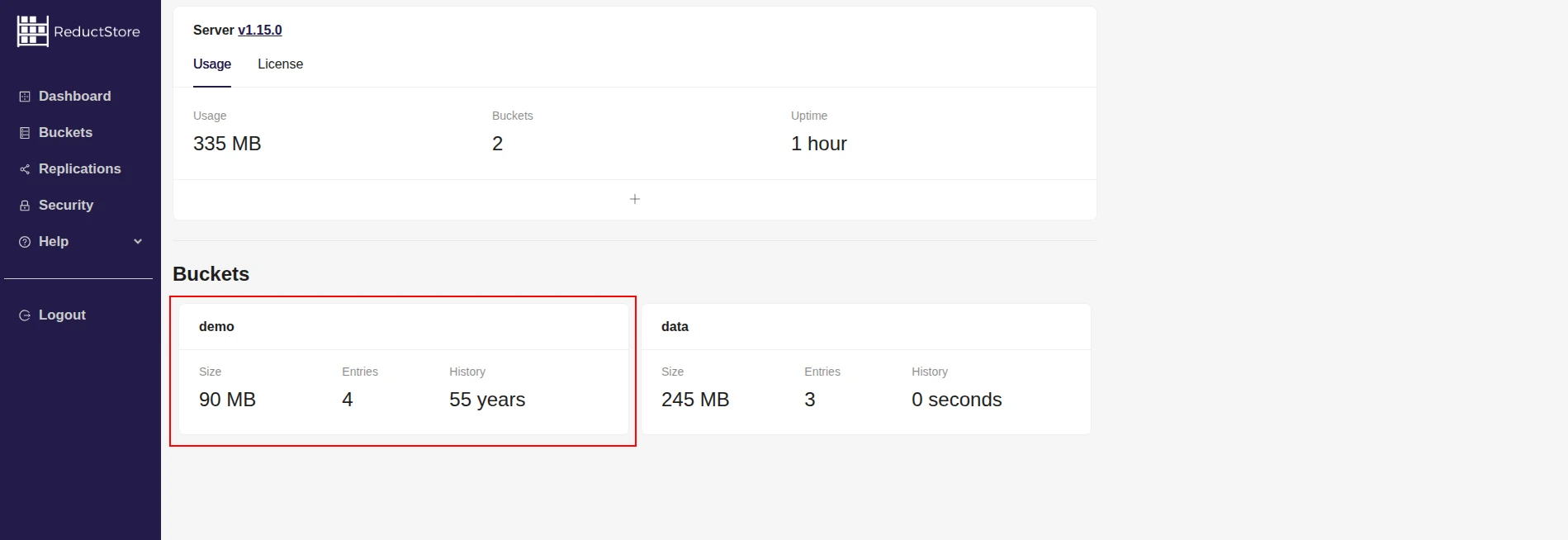 Browse buckets with Web Console