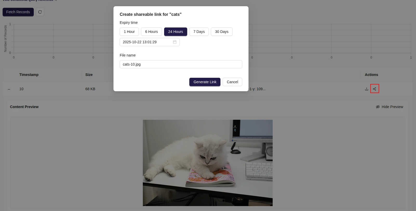 Generate Query Links in ReductStore Web Console
